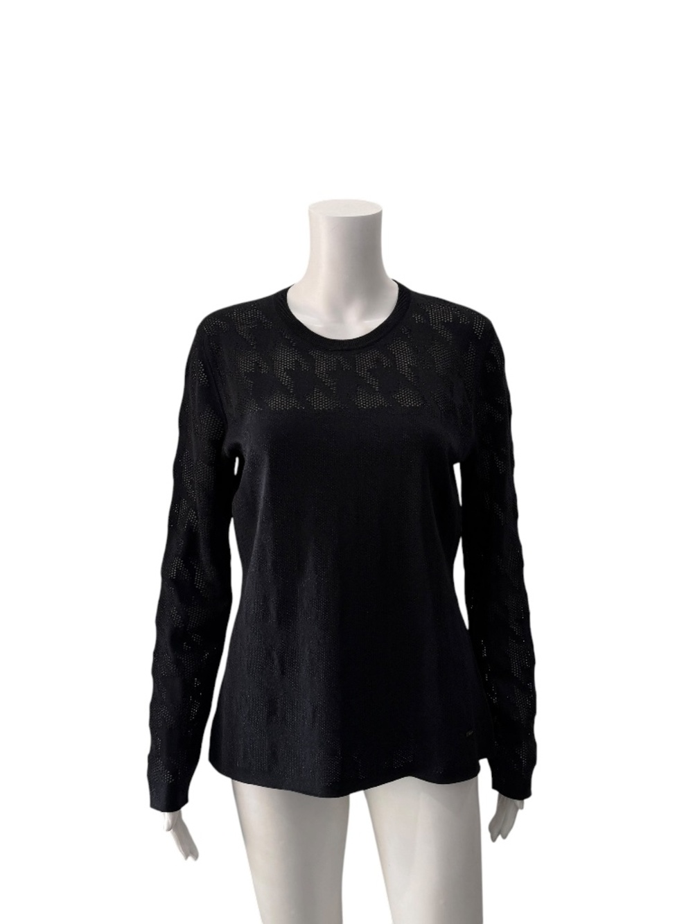 Akris Black Mesh Shimmer Pullover Sweater Size 12